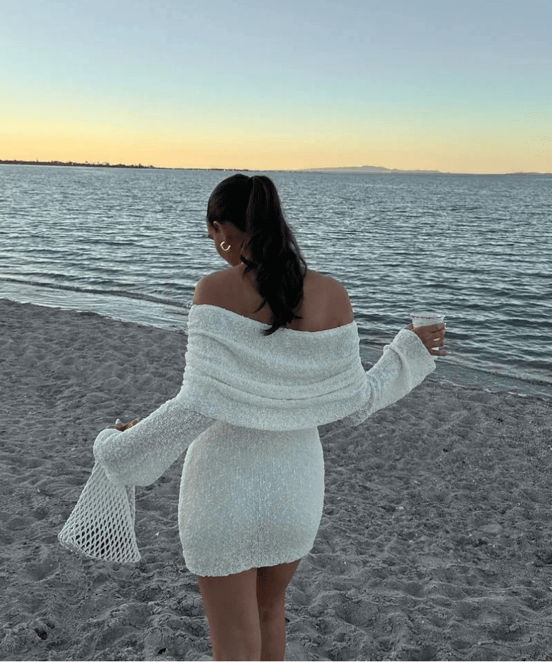 SOERA Bianca Off - Shoulder Bodycon Knit Mini Dress - Dress - XS
