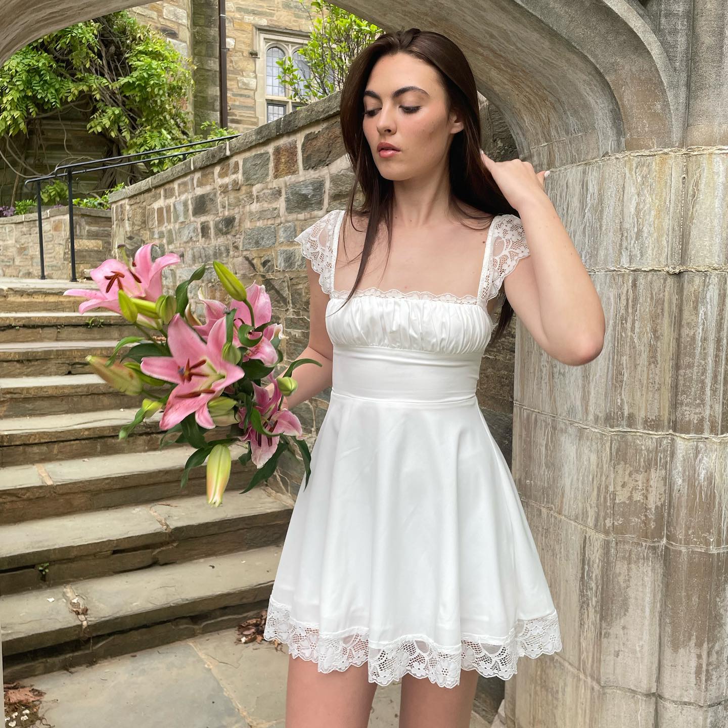 SOERA Bianca Tie - Back Lace Mini Dress - Dress - White XS