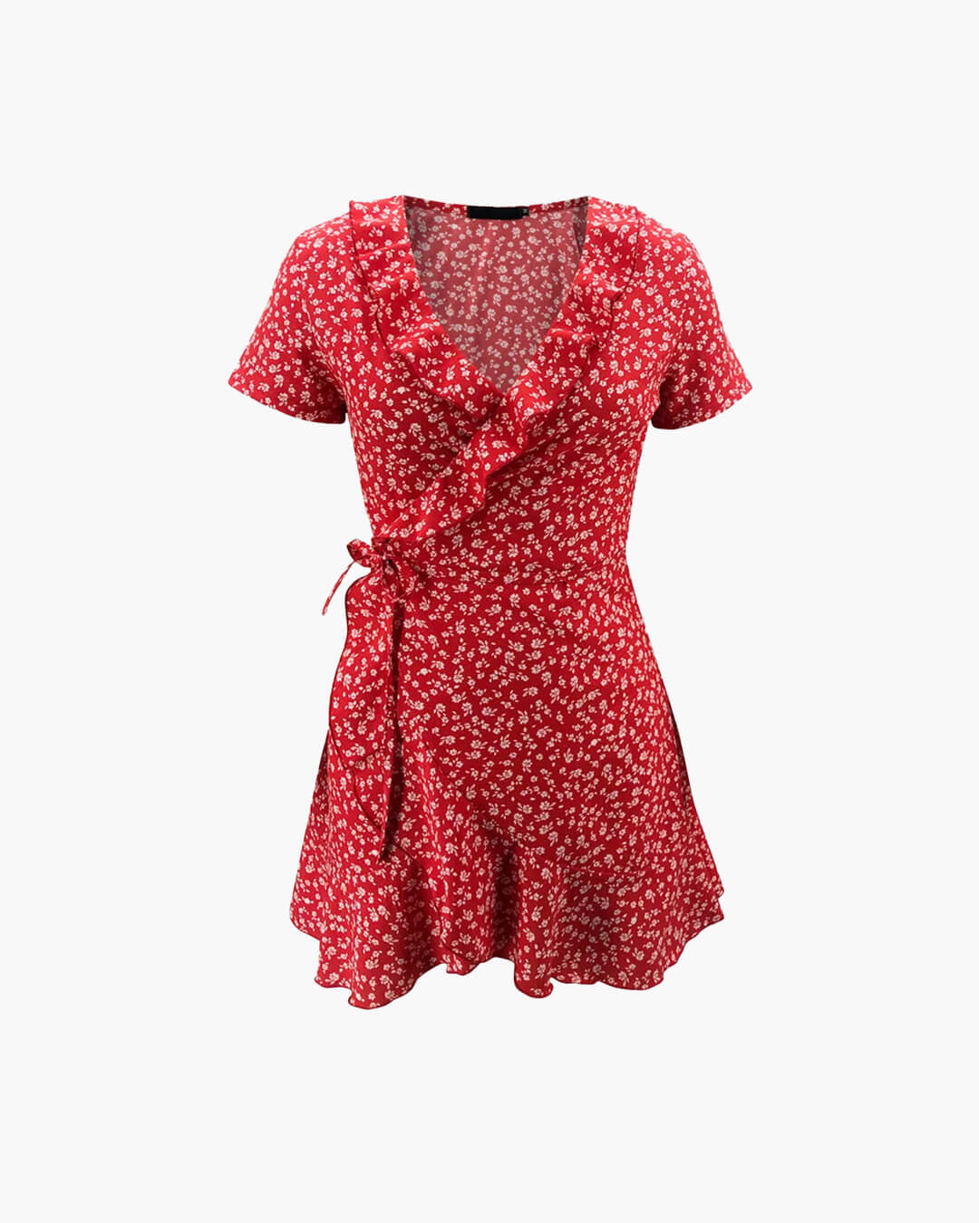 SOERA Celeste Floral V - Neck A - Line Mini Dress - Dress - Red M