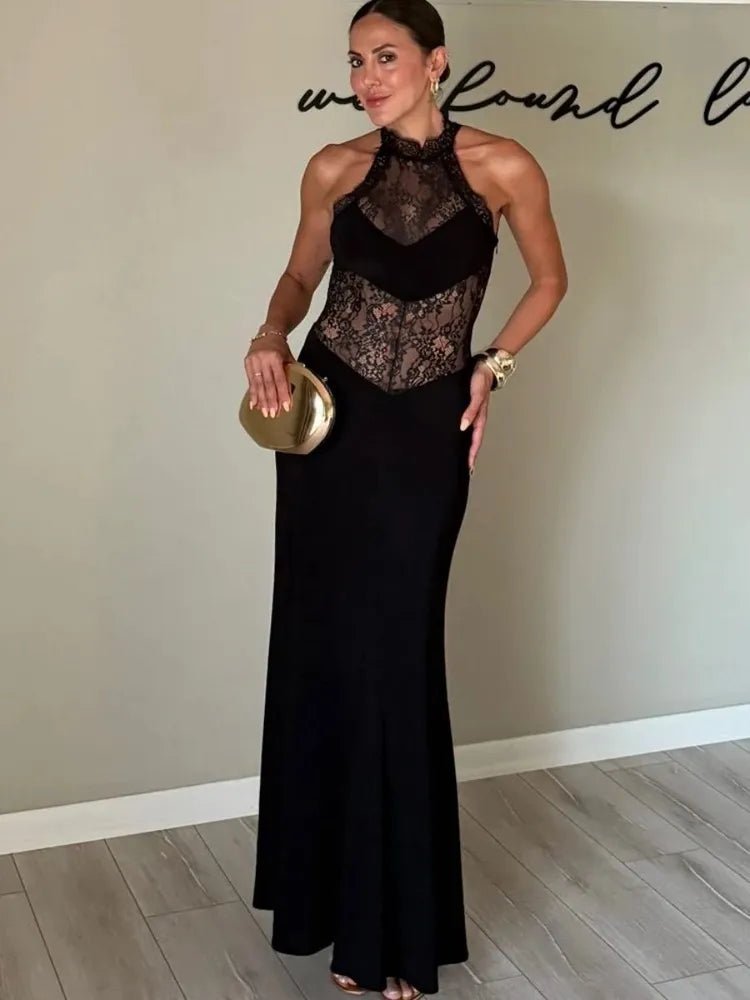 SOERA Lindsay Sheer Lace Halter Maxi Dress - Dress - SOERA-147203-DEF-OS-03620 Black S