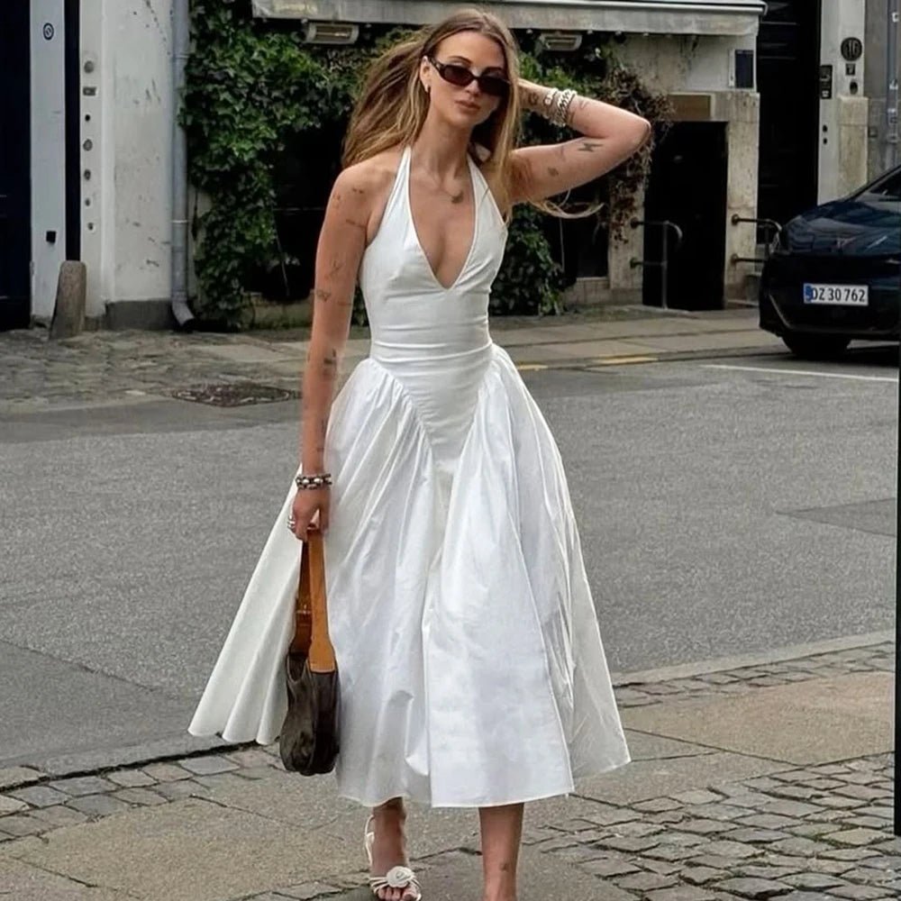 SOERA Kristy Deep Neck Maxi Dress - Dresses - 1005007292890333-;zZ1771582051646405346 White S
