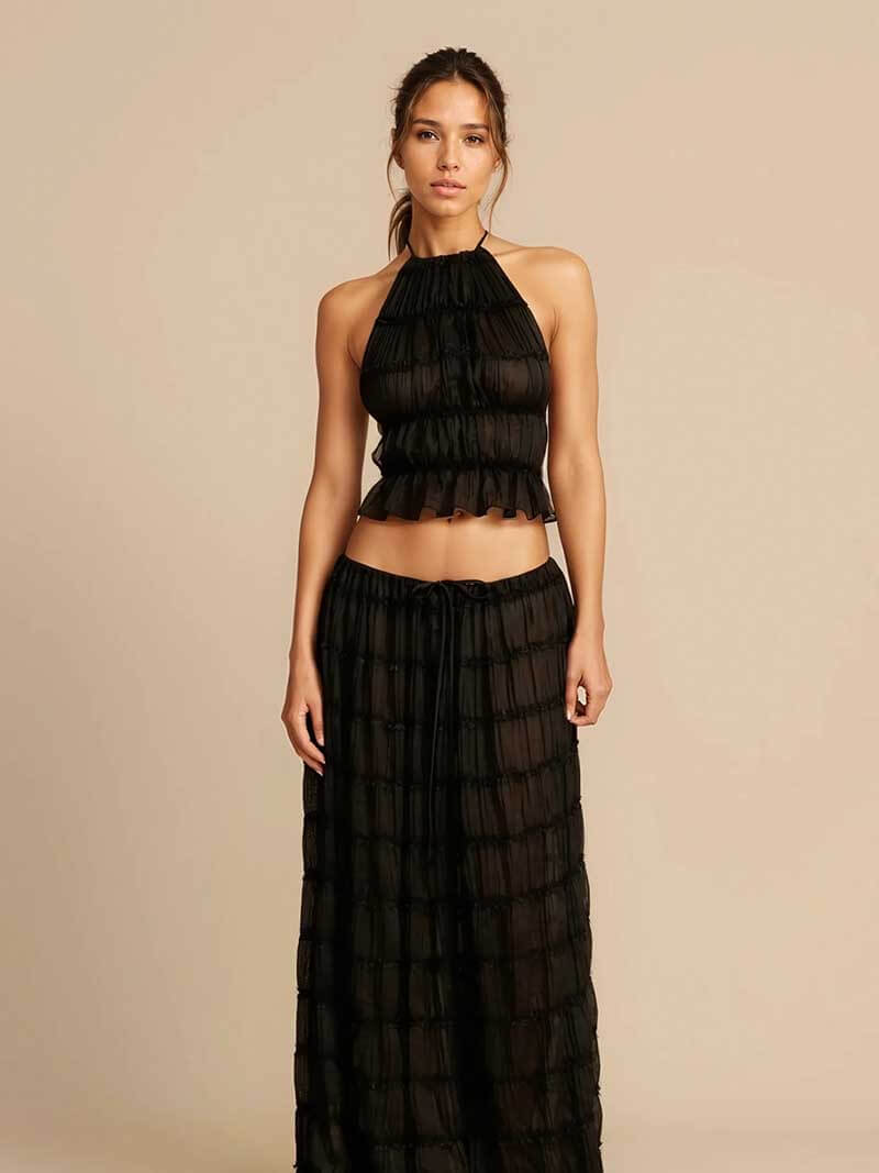 SOERA Valerie two - piece set with frill details - Dresses - DWOD2-WK023017 pink S