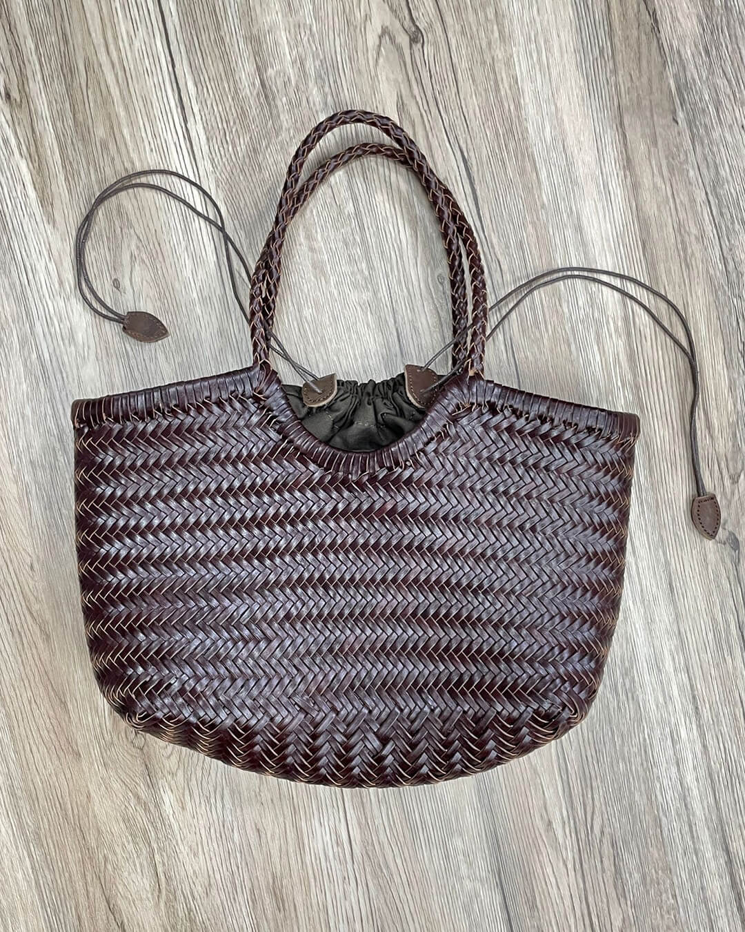 SOERA Beatrice Woven Leather Tote Bag - Handbags - Coffee Small