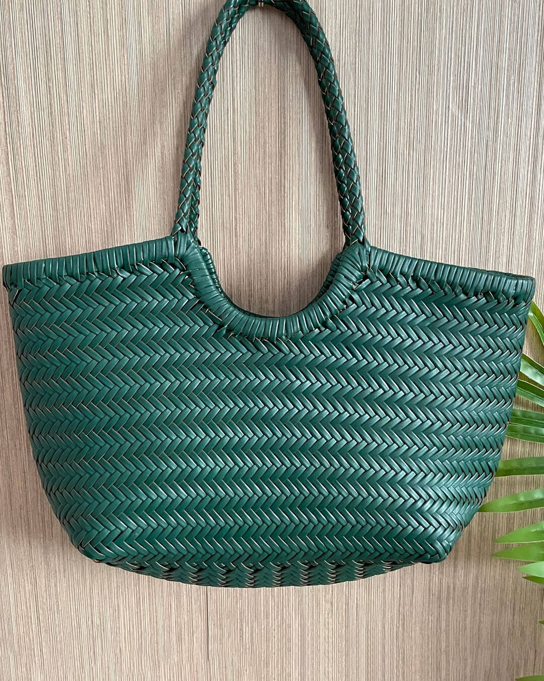 SOERA Beatrice Woven Leather Tote Bag - Handbags - Green Small