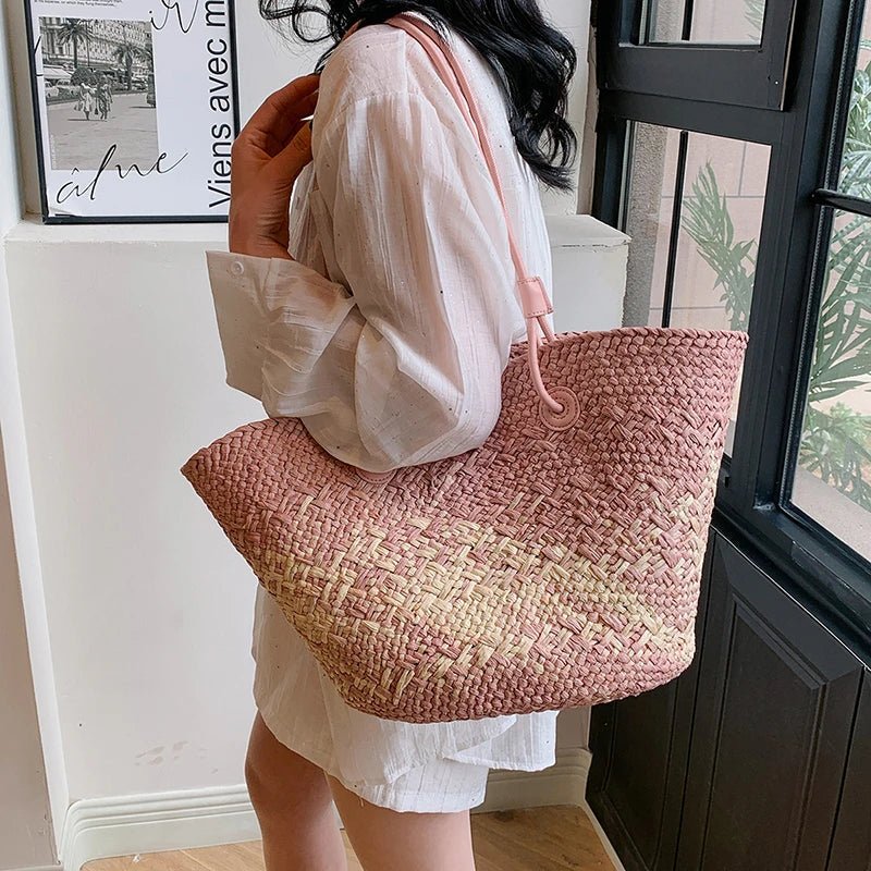 SOERA Camille French Straw Tote Bag - Handbags - Pink