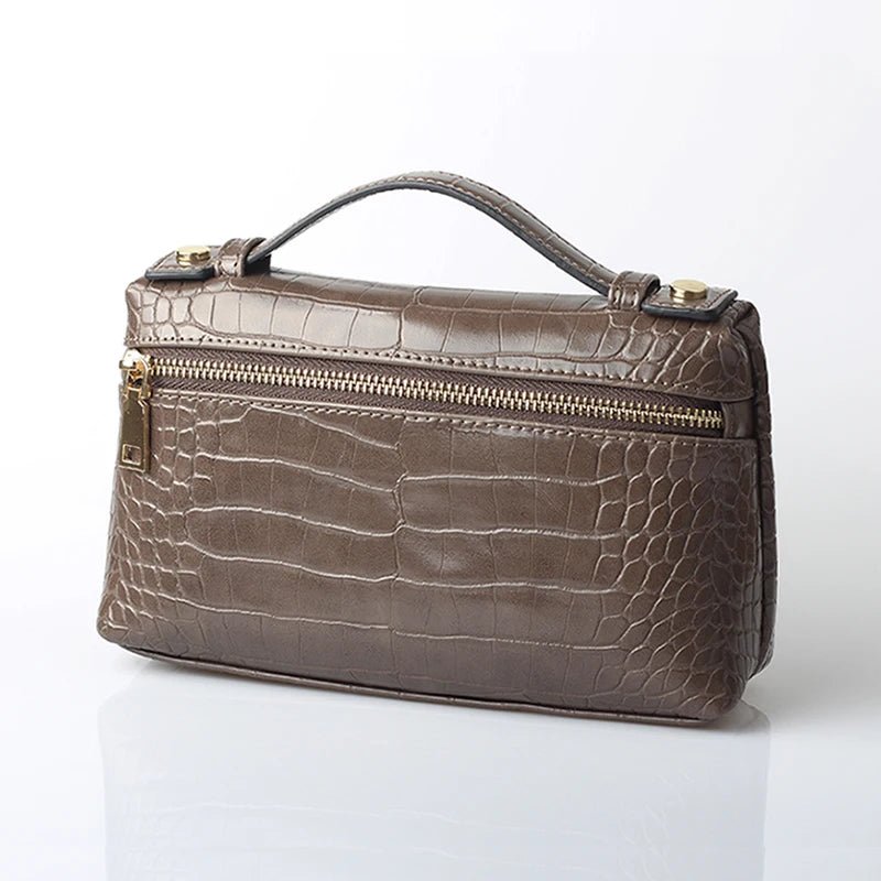 SOERA Minerva Crocodile Pattern Clutch Bag - Handbags - Mocha