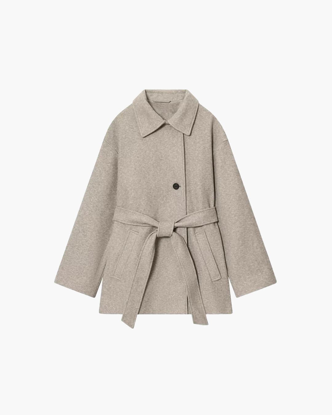 SOERA Felly Faux Wool Coat with Belt - Jackets - 3256809964317372-;je1763625122225232505 Gray S