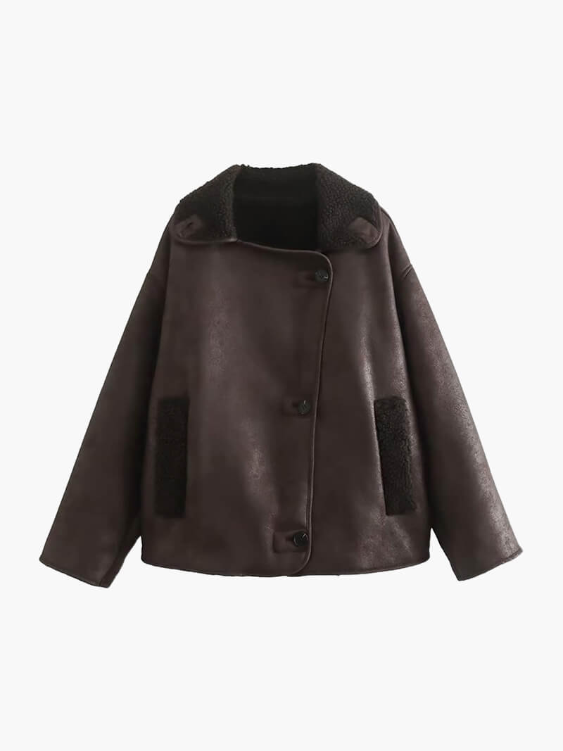 SOERA Laila Faux Leather Jacket - Jackets - DWOD2-WK338003 Brown XS