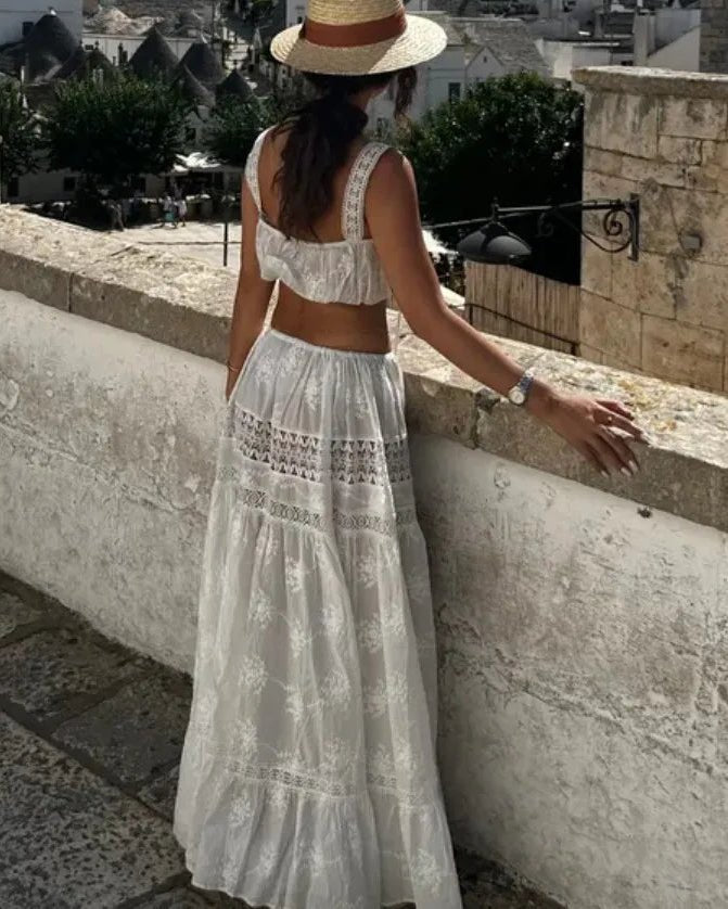 SOERA Margot Bohemian Crop Top Maxi Skirt Set - Matching Sets - Off Shoulder S