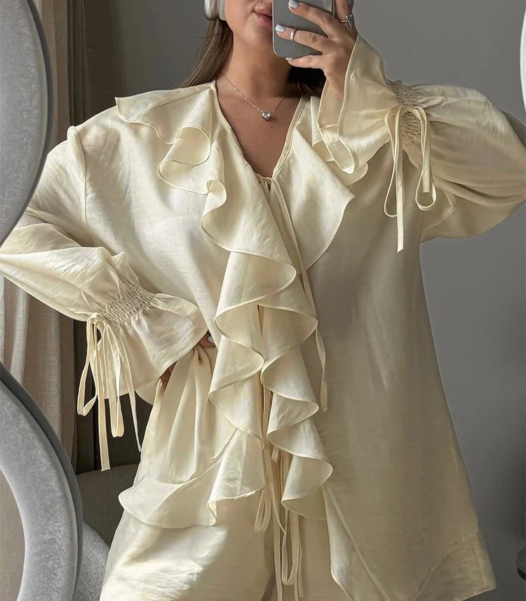 SOERA Sienna Ruffled Tie Top Shorts Set - Matching Sets - S