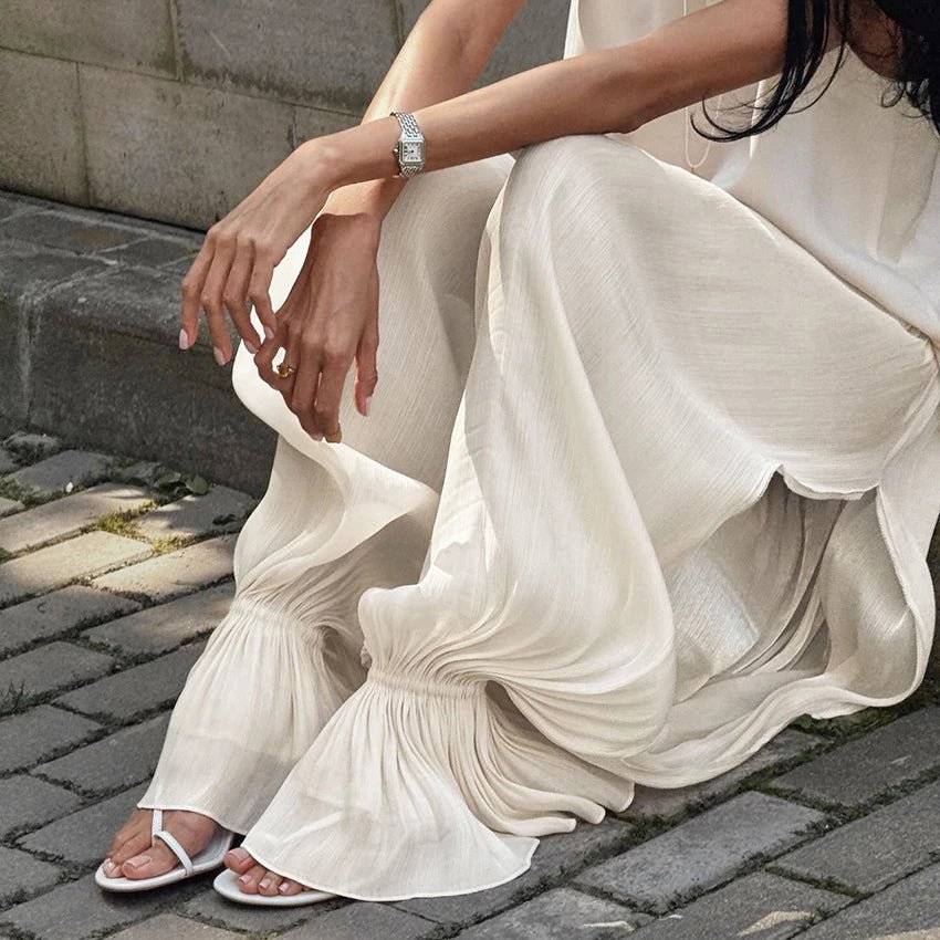 SOERA Beatrice Sheer Elastic Waist Flare Trousers - Pants - M
