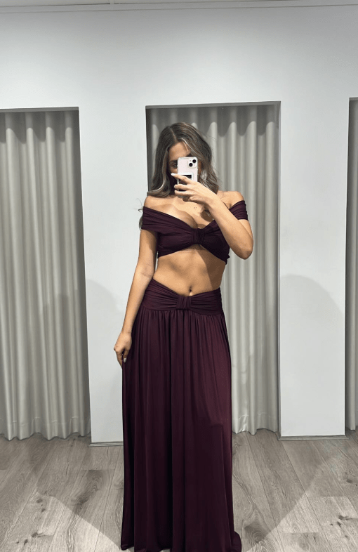 SOERA Mira Knotted Off-the-Shoulder Top Set - Set - SOERA-274755-XS-OS-94595 Plum XS