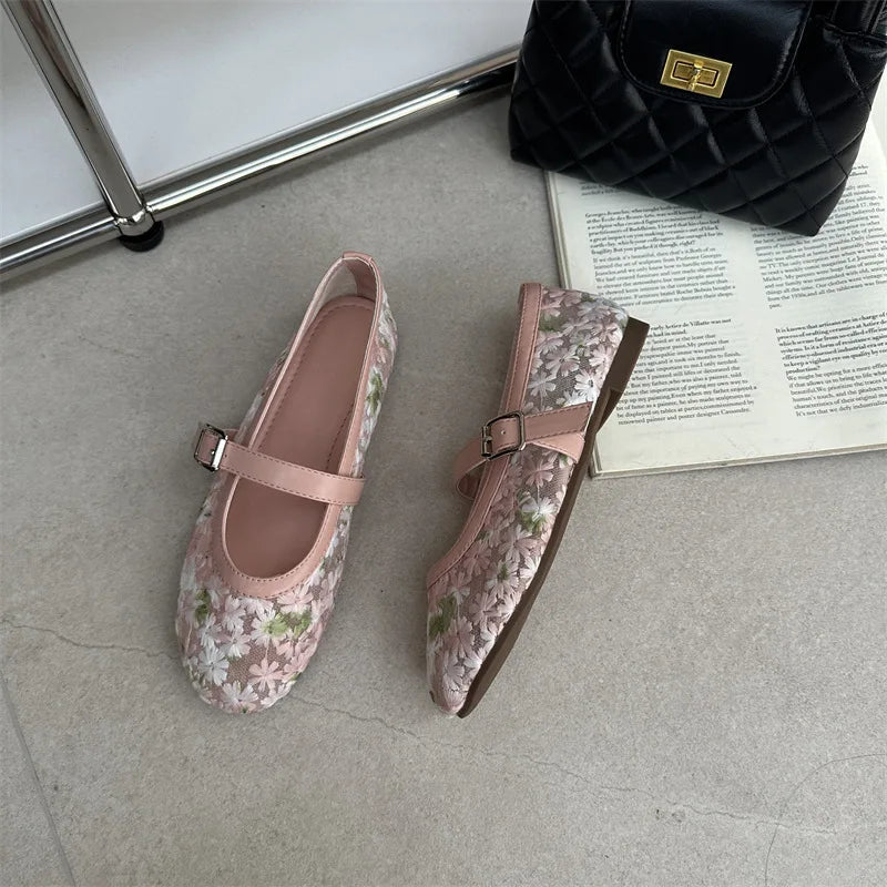 SOERA Helen Mesh Mary Jane Ballet Flats - Shoes - 1005010714131580-;Mu1769140528172038265 Blue 40