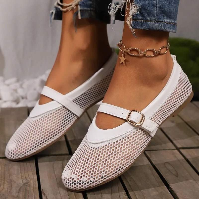 SOERA Hermione Mesh Mary Jane Ballet Flats - Shoes - Black 35
