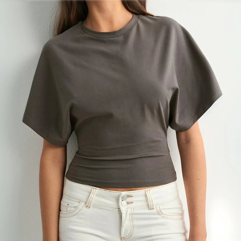 SOERA Sheila Slim Waist Loose Top - Tops - 1005008654281017-;mj1762998398971061023 Coffee XS