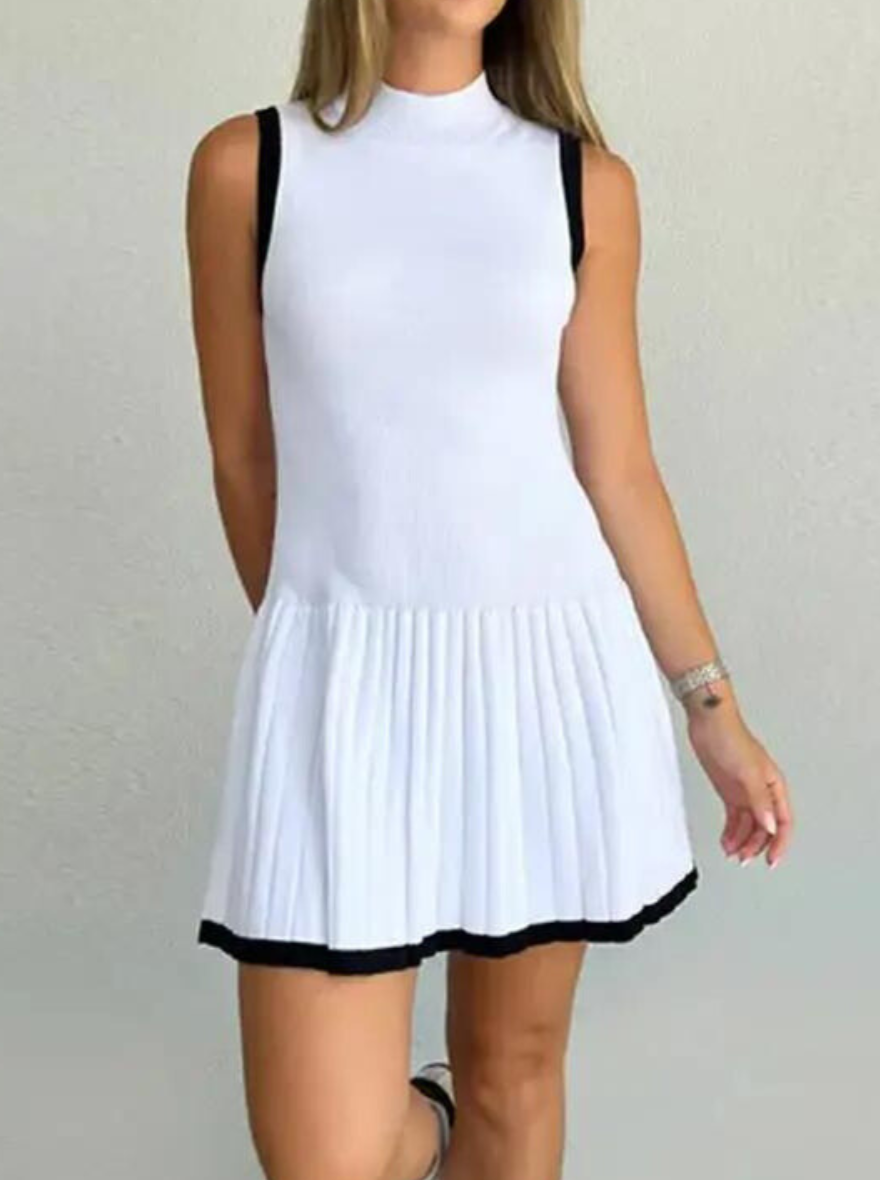 Vestido Margot com cintura caída e malha contrastante