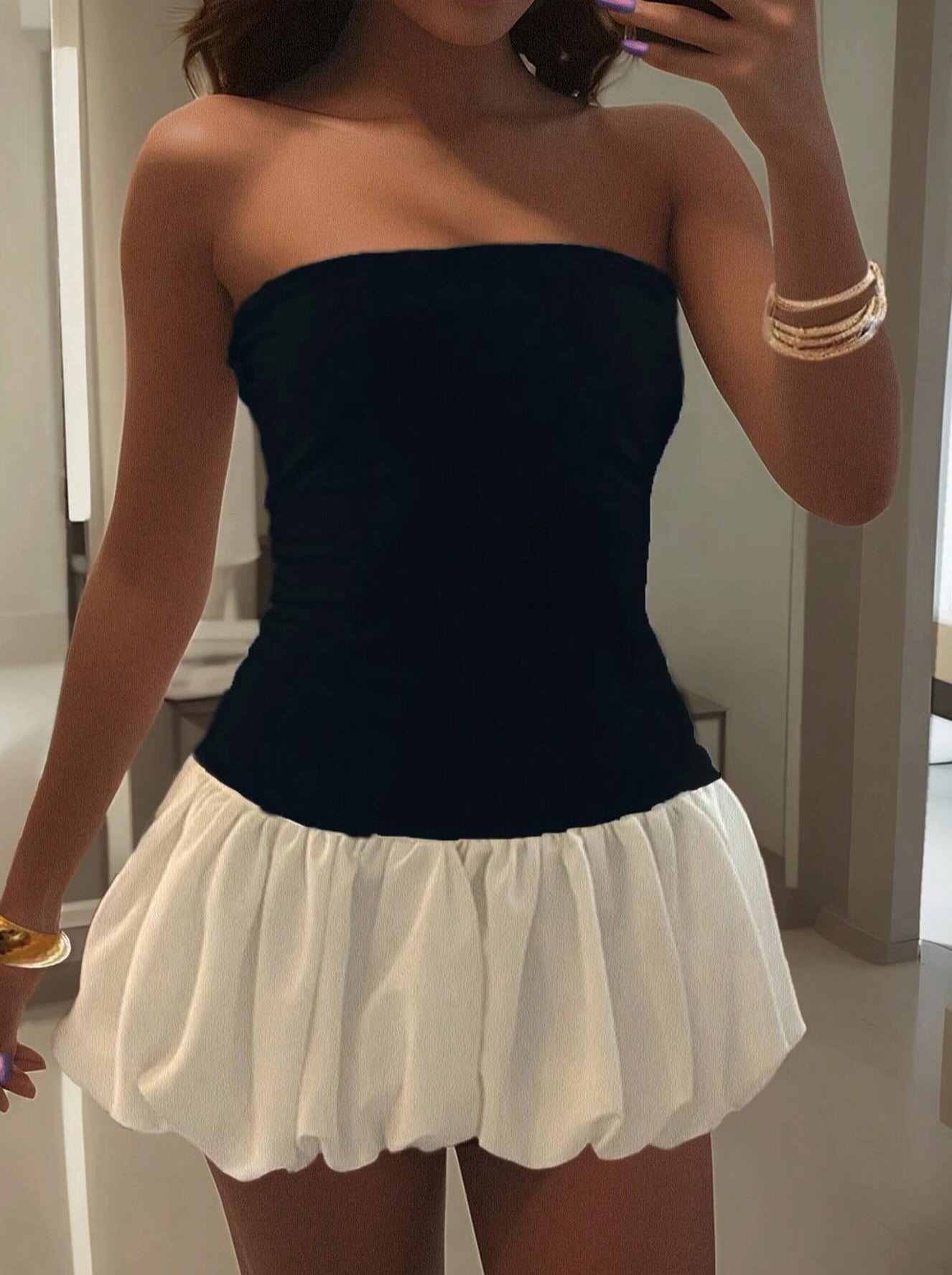 Vestido Maurie em cintura descaída e bainha bolha