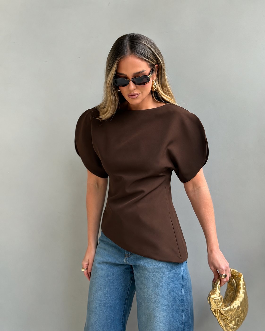 Top Sienna tricot mangas balão
