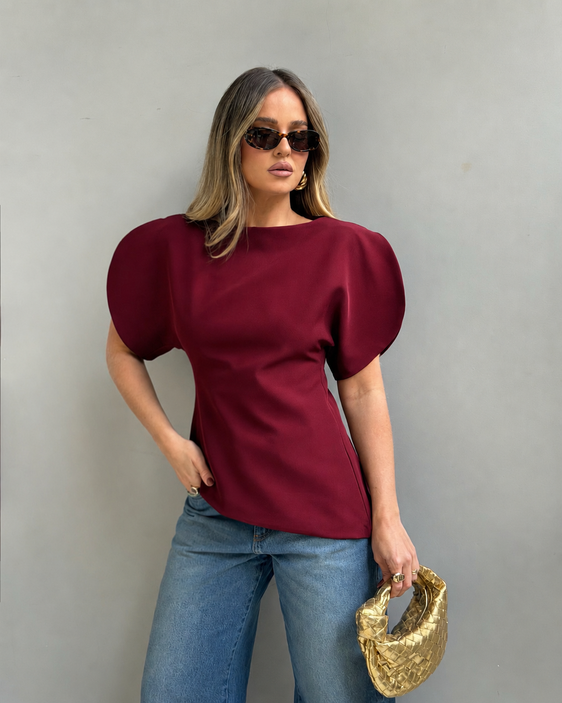 Top Sienna tricot mangas balão