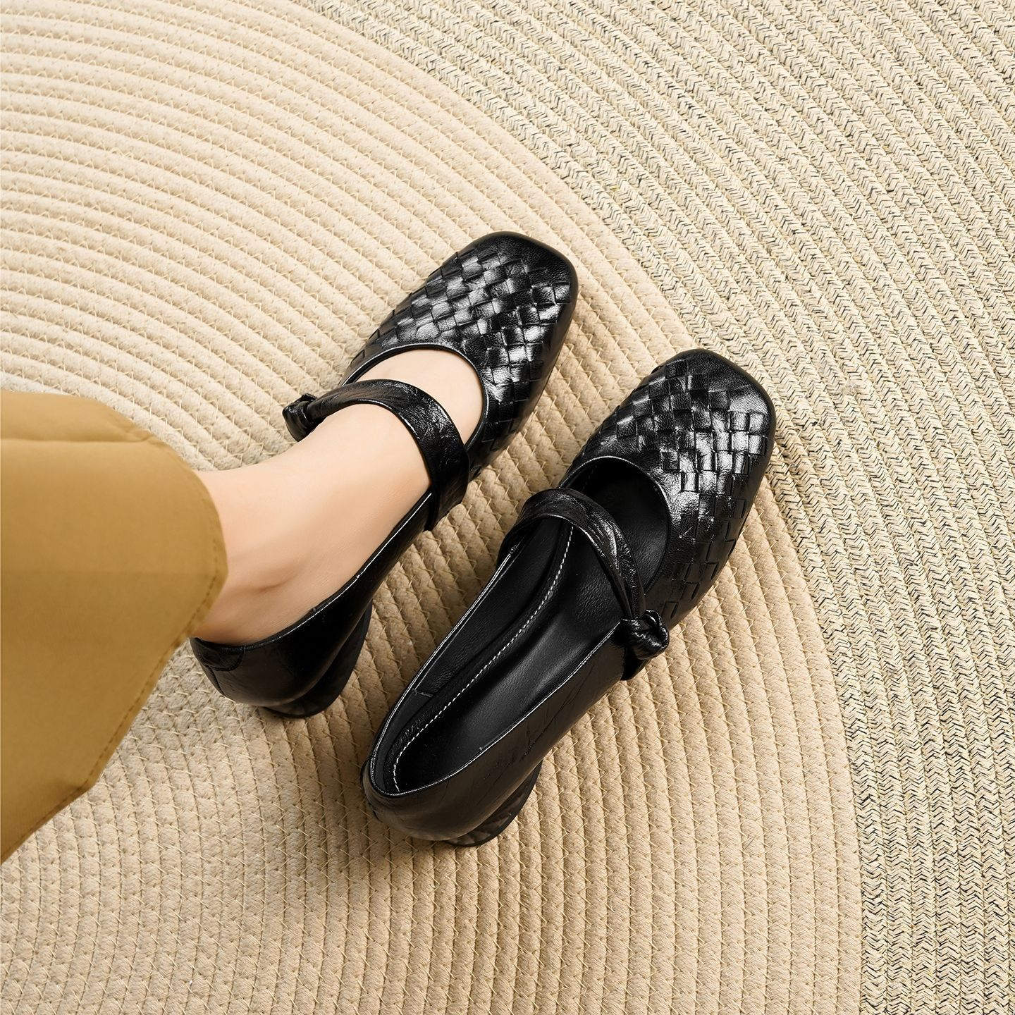 Lisbeth Woven Leather Flat Shoes