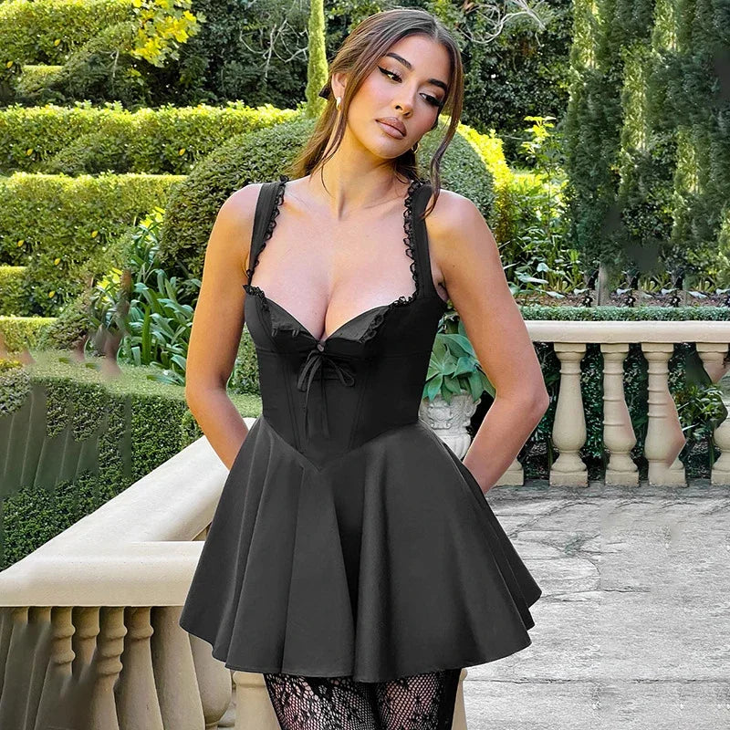Beatrice Retro Plunge Mini Dress