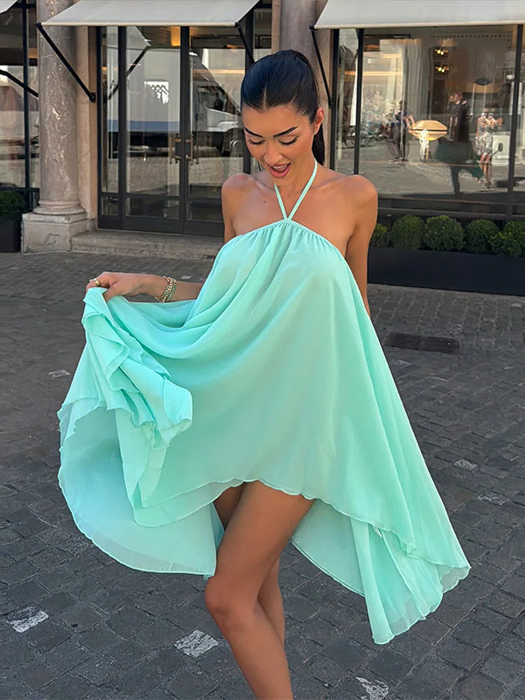 Sienna Flowy Halter Mini Dress