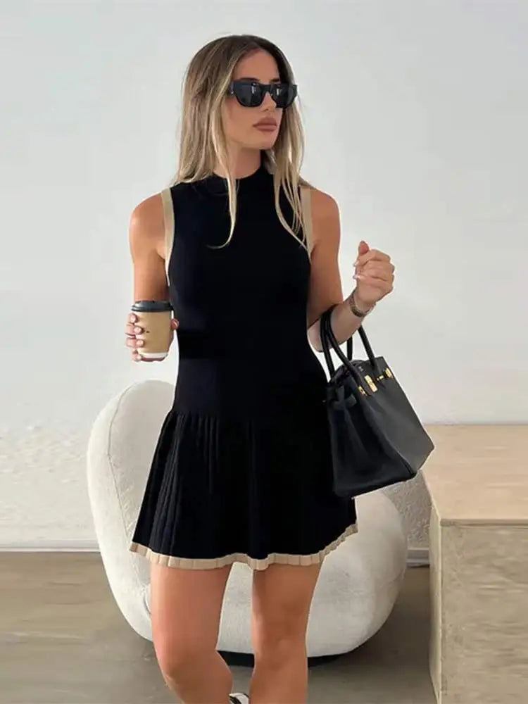 Vestido Margot com cintura caída e malha contrastante
