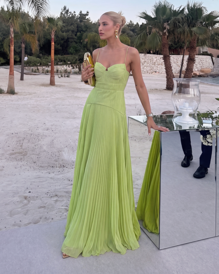 Sophia crinkle chiffon vestido maxi