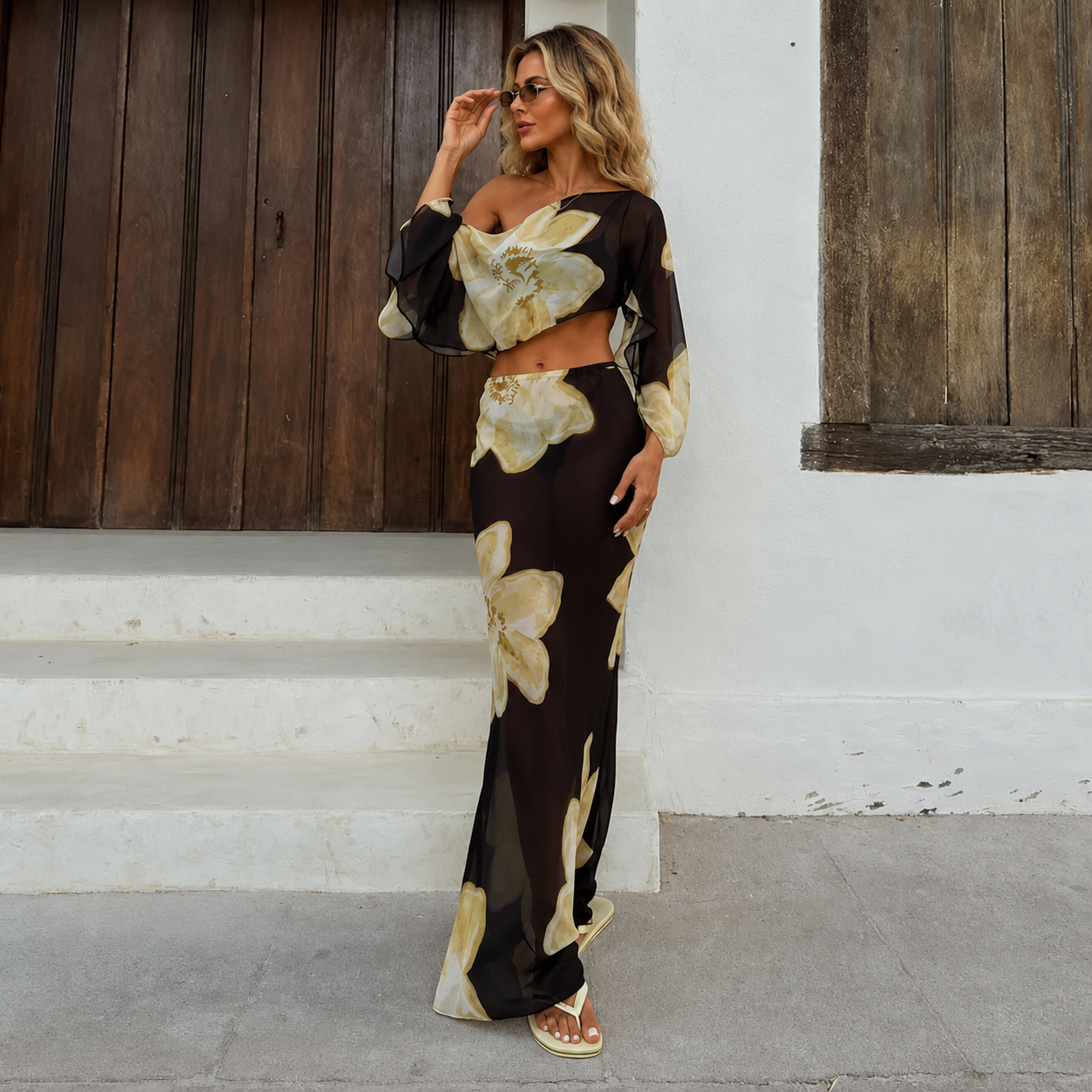 Conjunto Sofia saia maxi floral