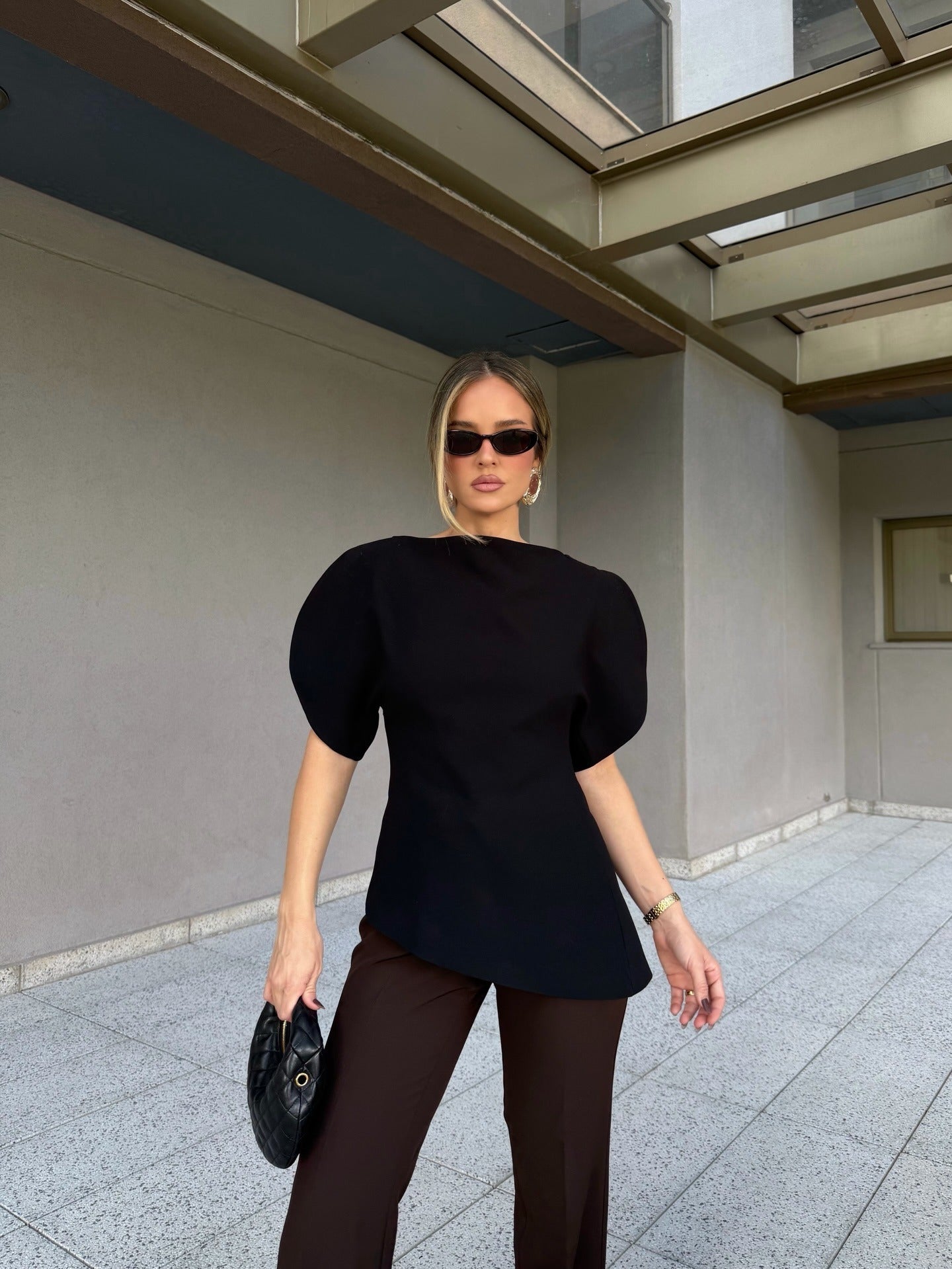 Top Sienna tricot mangas balão