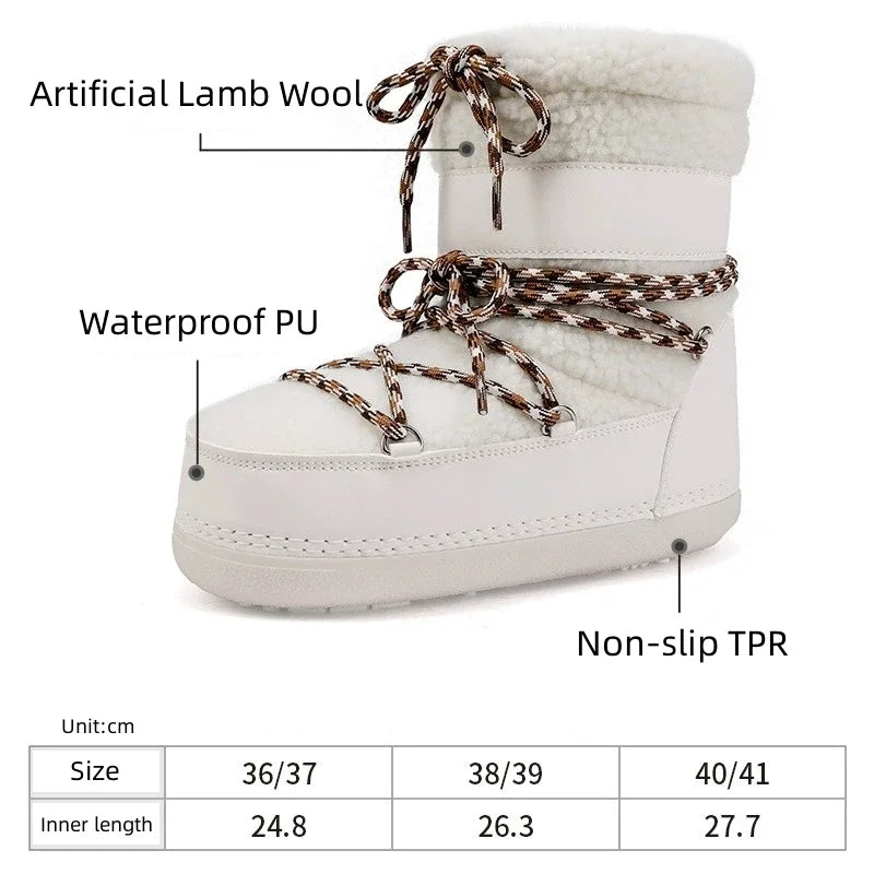 Women's Waterproof Snow Boots with Thickened Sponge Sock Covers - Fashionable Winter Boots for Cold Weather Adventures 1