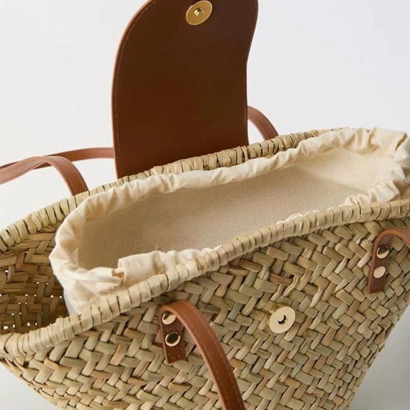 SOERA Sophia Woven Rattan Shoulder Bag - Bag -  Beige