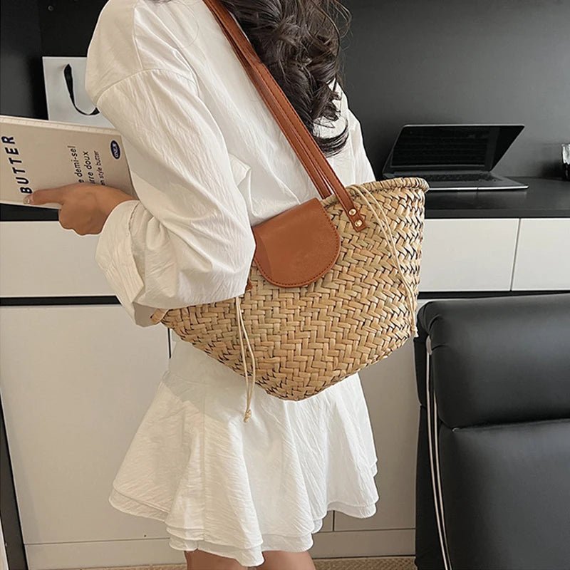SOERA Sophia Woven Rattan Shoulder Bag - Bag -  Beige
