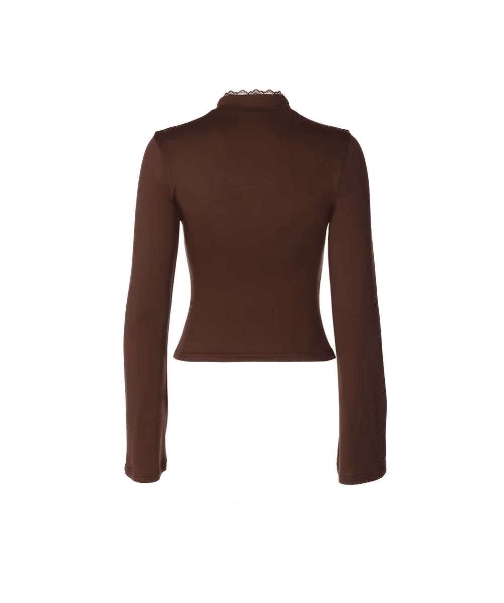 SOERA Gloria High Neck Keyhole Blouse - Blouse - SOERA-233731-COF-XS-36963 Coffee XS