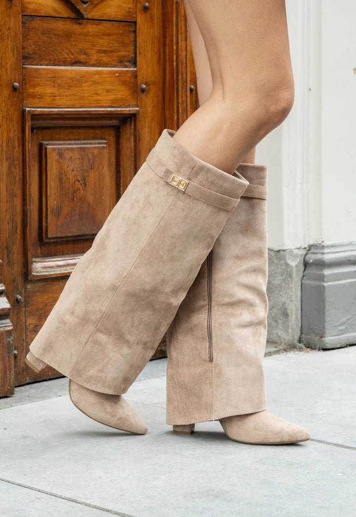 SOERA Lisa Pointed Toe Block Heel Boots - Boots - SOERA-418819-BEI-6-13443 Beige 6