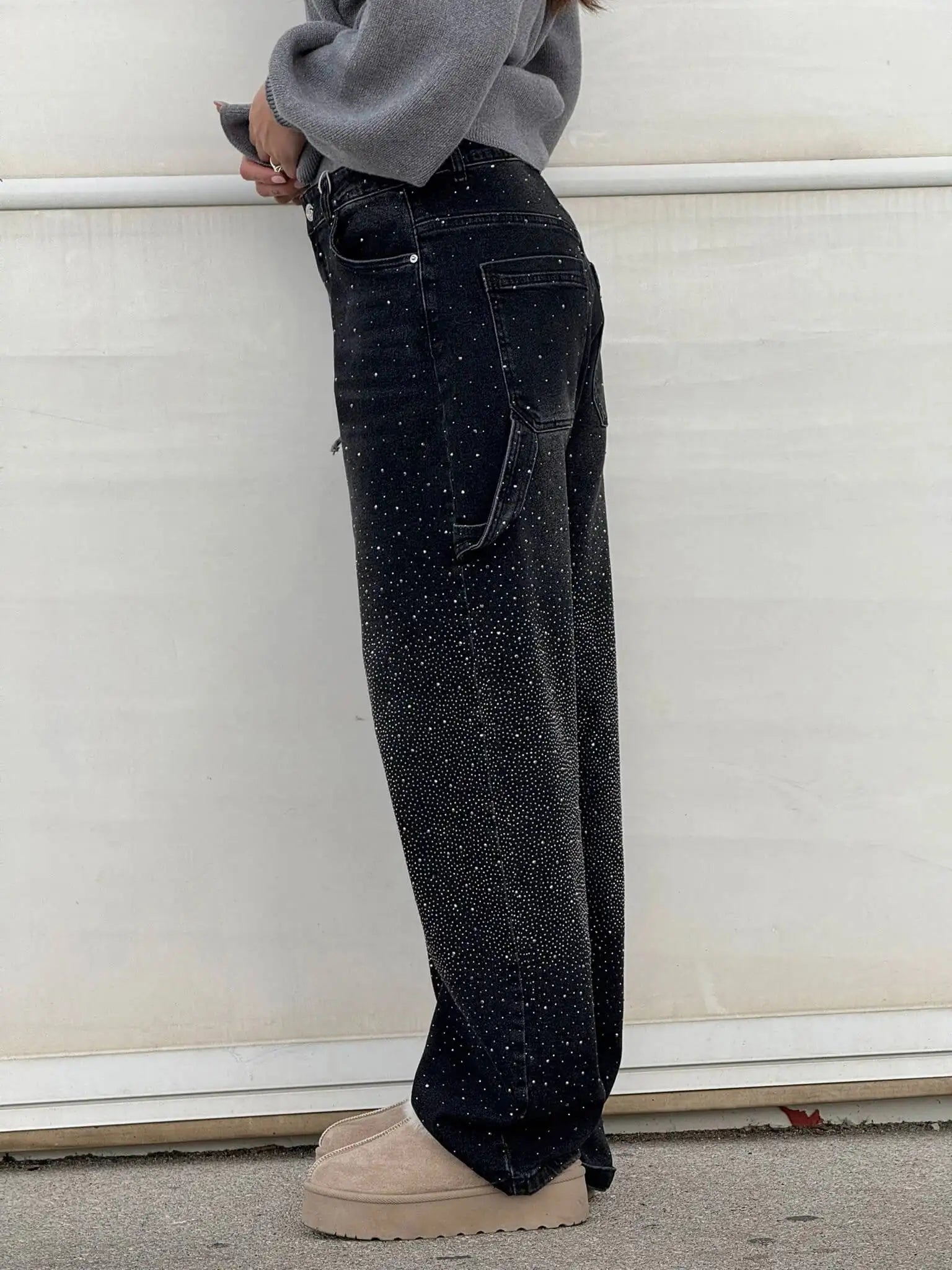 SOERA Jeremy Sparkling Baggy Cargo Denim Pants - Bottoms - 1005010005060881-;Xh1768904312308377583 Black M