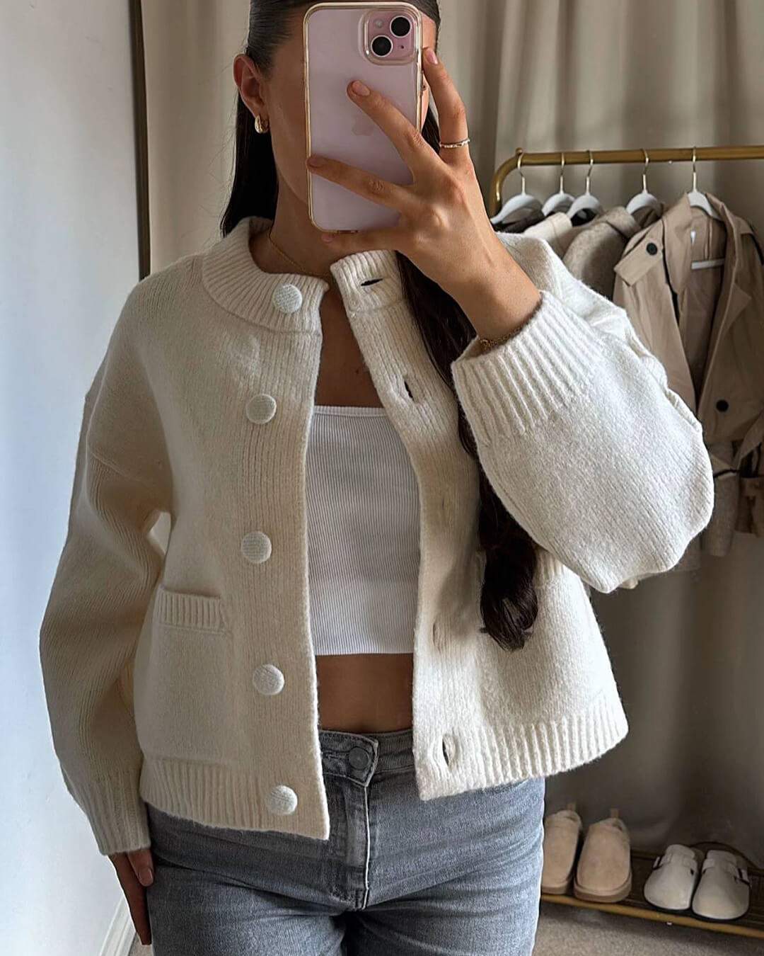 SOERA Nessa Thick Knitted Cardigan - Cardigans - Yc1760504685428658121 White S
