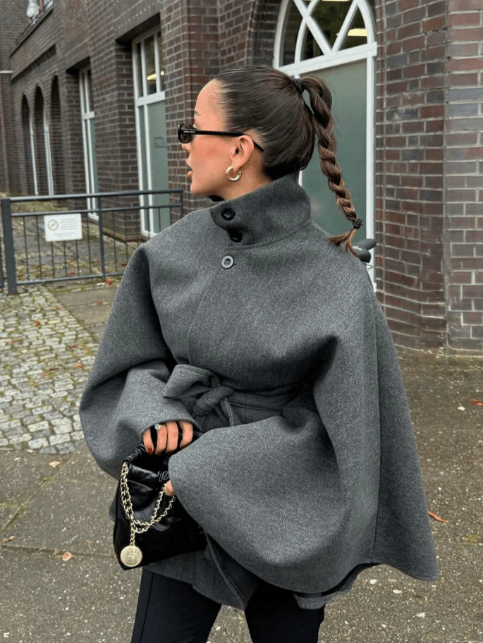 SOERA Annie Belted Cape Jacket - Coat - SOERA-578179-1-XS-11843 Grey XS