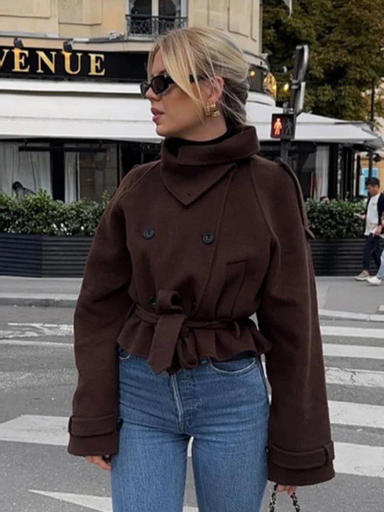 SOERA Sarah High Collared Coat - Coat - SOERA-559107-DEF-OS-87302 Dark Brown S