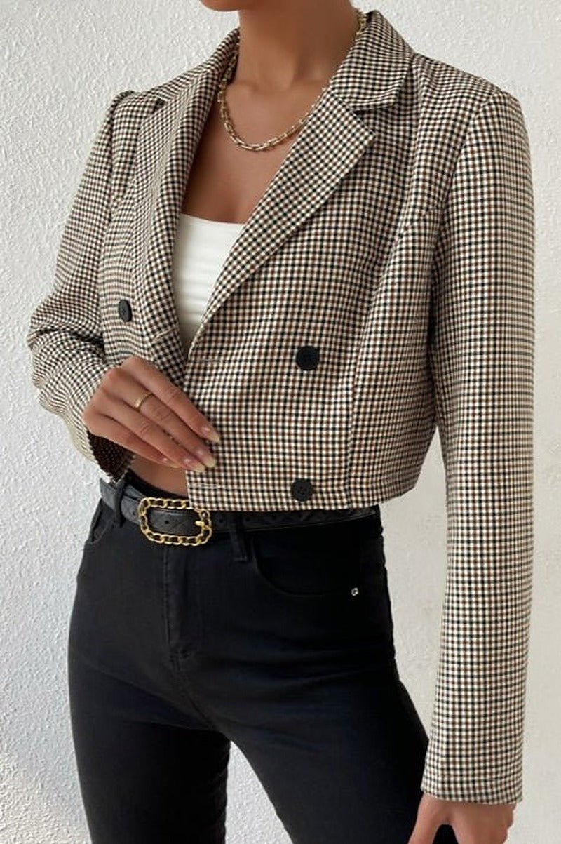 SOERA Amelia Houndstooth Cropped Blazer - Coats & Jackets - SOERA-208131-DEF-M-44547 M