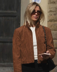 Yza Bomber Cropped em Camurça sintética