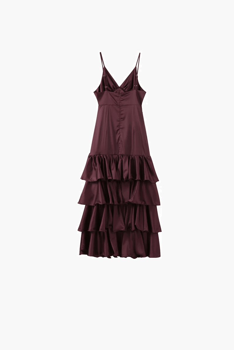 SOERA Aisley Ruffled Slip Dress - Dress - SOERA-915139-BUR-S-32931 S