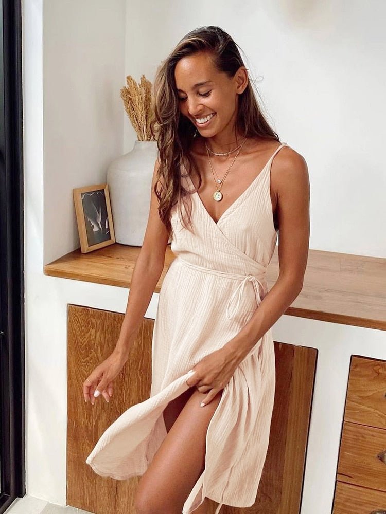 SOERA Bianca Spaghetti Strap Summer Dress - Dress -  Beige S