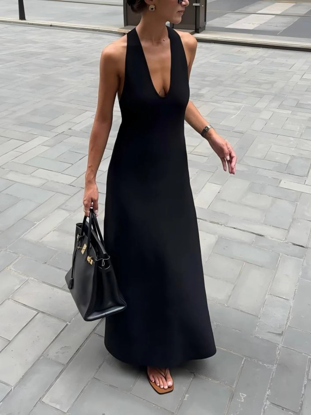 SOERA Celeste Deep V - Neck Halter Maxi Dress - Dress -  XS