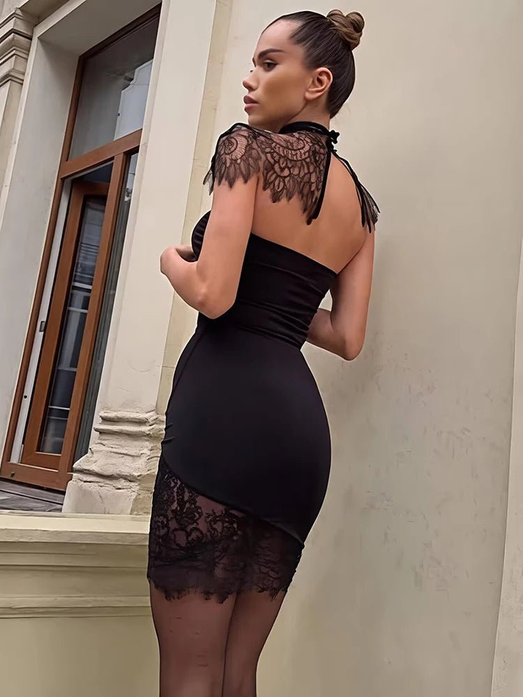 SOERA Clara Lace Backless Bodycon Mini Dress - Dress - SOERA-607171-MIN-S-38179 Black S
