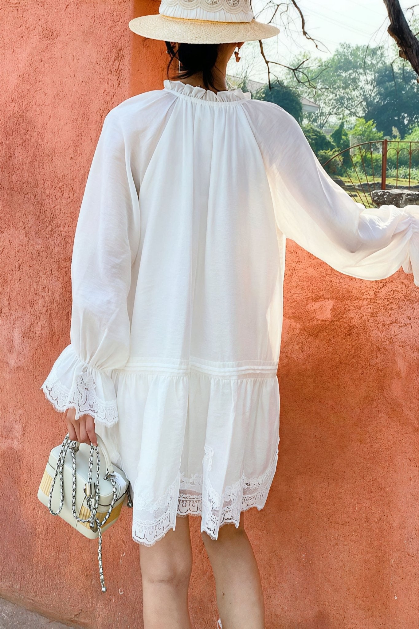 SOERA Imara Linen Lace Patchwork Midi Dress - Dress -  Offwhite M