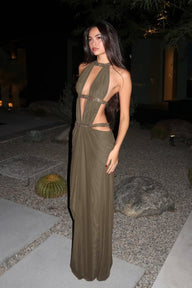 Vestido Maxi Isolde com Franzidos e Recortes
