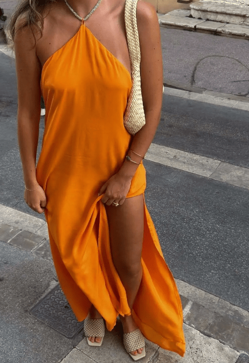 SOERA Vivienne Sequin Halter Maxi Dress - Dress - SOERA-649923-ORA-S-81827 Orange S