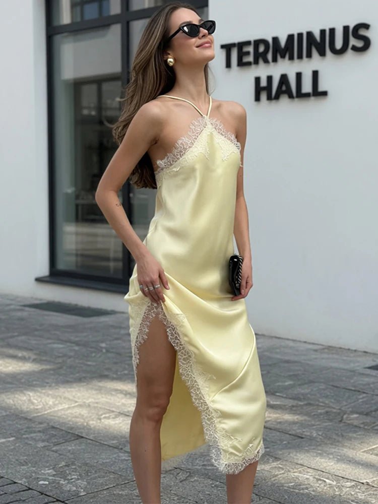 SOERA Celeste Off-Shoulder Lace Midi Dress - Dresses -  Brown XS