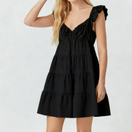 Vestido mini em camadas com mangas abalonadas Eulalia